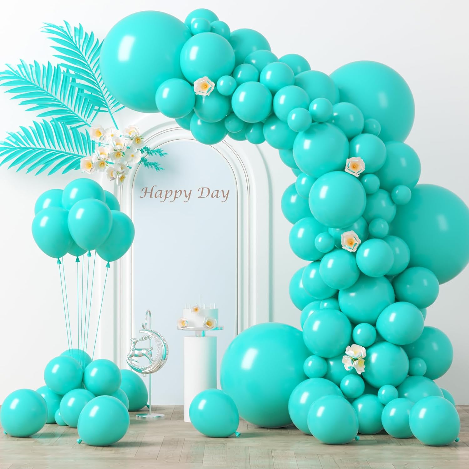 Voircoloria Teal Balloons - 130pcs in Various Sizes for Baby Showers, Weddings & Birthday Parties