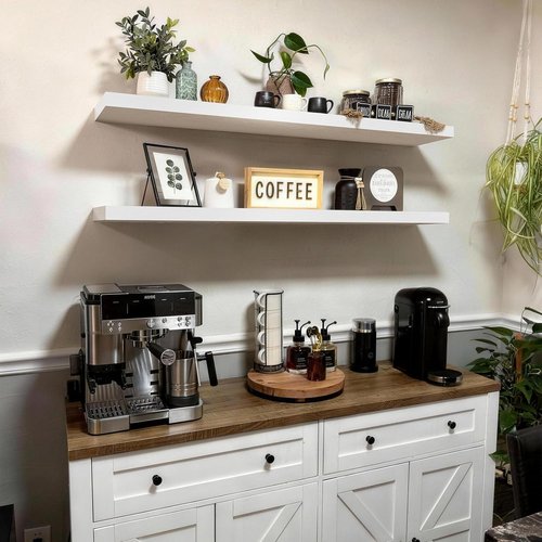BAYKA Floating Shelves - 48-Inch Heavy Duty Wall-Mounted Rustic Wood Shelves | Set of 2 in White for Home Decor