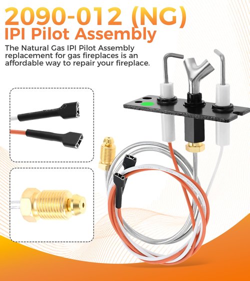 Hicello IPI Pilot Assembly 2090-012 Natural Gas (NG) Fireplace Replacement Kit - Compatible with Heatilator, Majestic, Heat-N-Glo, Quadra-Fire, and Outdoor Lifestyles Models