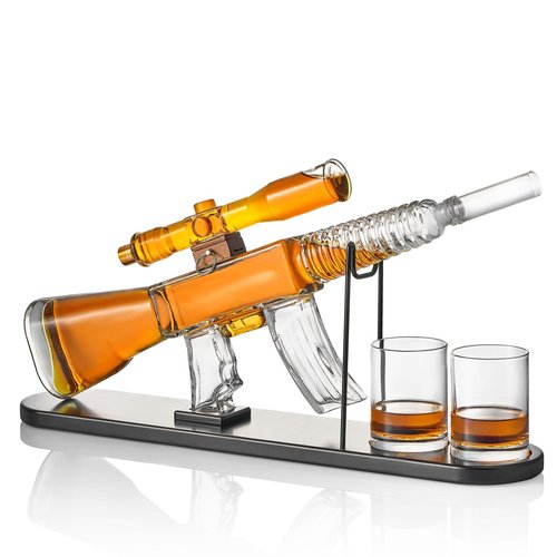 Gun Whiskey Decanter Set with Telescope - AR Rifle Limited Edition, Cool Birthday Gifts for Men Dad, 800ML Liquor Dispenser for Home Bar, Bourbon, Alchohol, Retirement Military Drinking Present