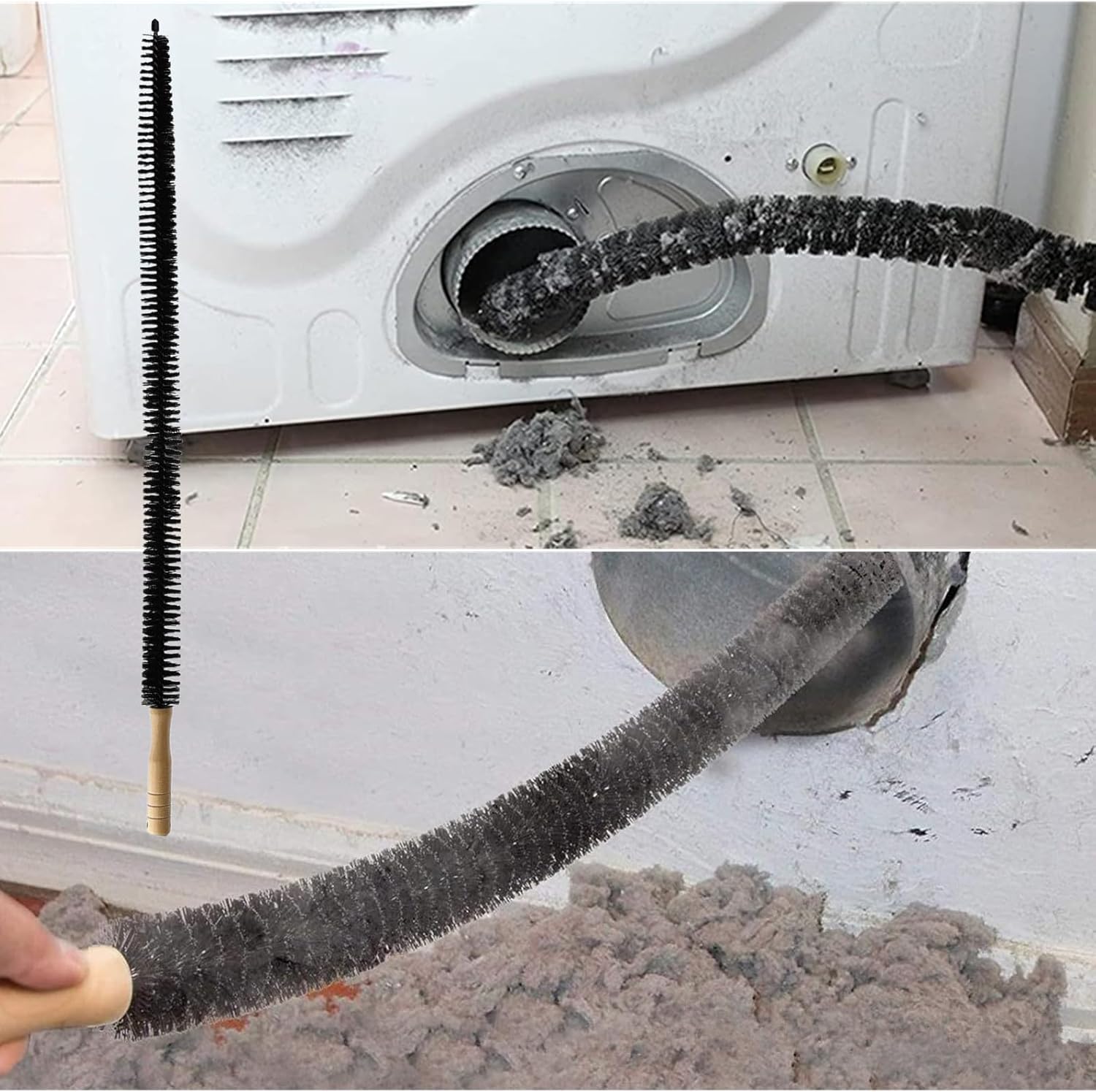 Universal Dryer Vent Cleaner Kit - Vacuum Hose Attachment & Lint Brush for Efficient Cleaning