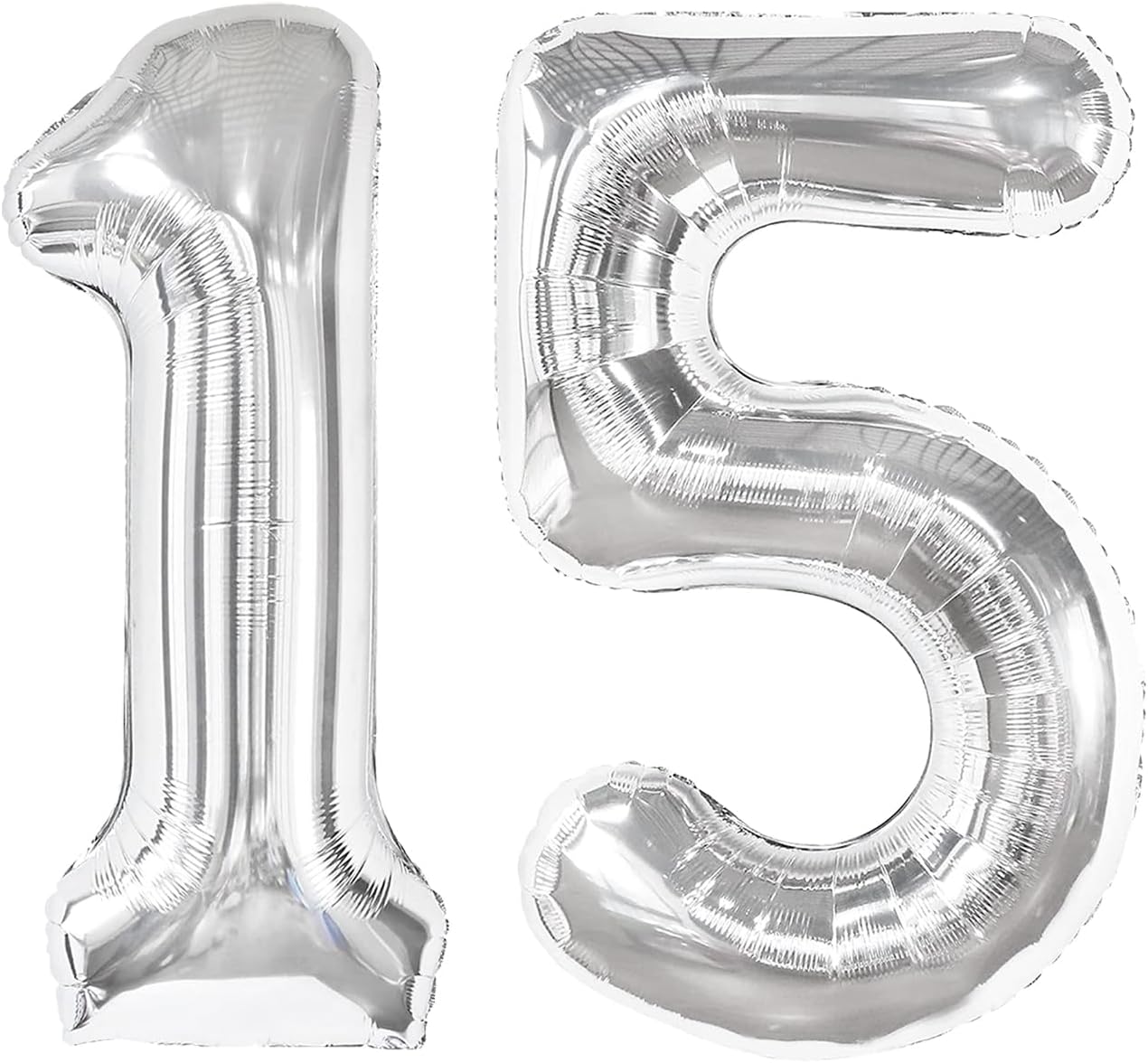 Silver Number 15 Balloon - 40 Inch Giant Foil Balloon for 15th Birthday Party Decorations