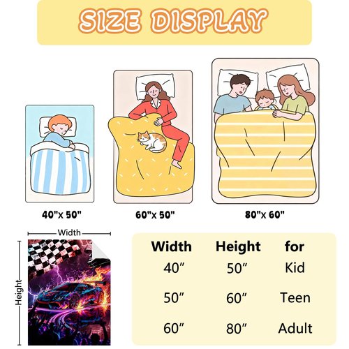 Blanket for Boys Girls Teens Kids, Soft Cozy Throw Blanket, Plush Fleece Blanket Blankets Accessories for Bed Couch Living Room Home (Racing, 60"x50")