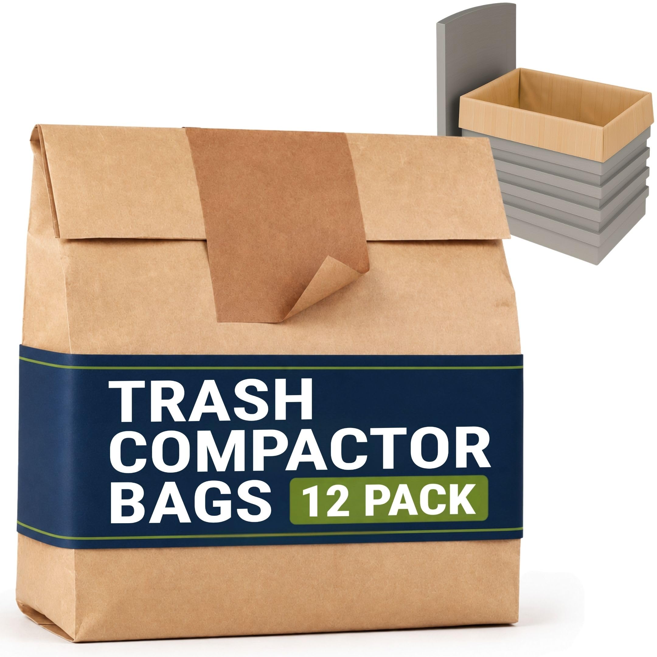 Wenses Paper Trash Compactor Bags, 12 Pack, Fits 15-Inch Compactors