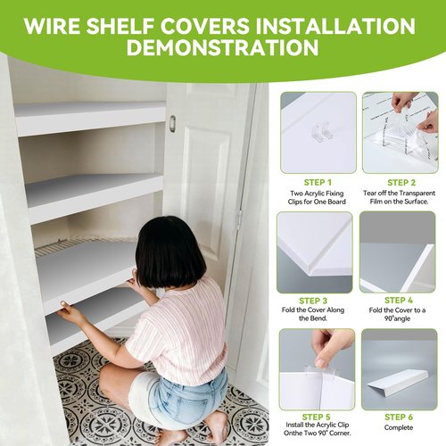 HKXALHHDD 5 PCS Wire Shelf Covers,24 * 16 Wire Rack Covers for Shelves,PVC Wood-Look Faux Shelf Cover for Wire Shelving,Moisture Resistant Durable,Easy to Cut Install,Shelfs Cover for Pantry Closet