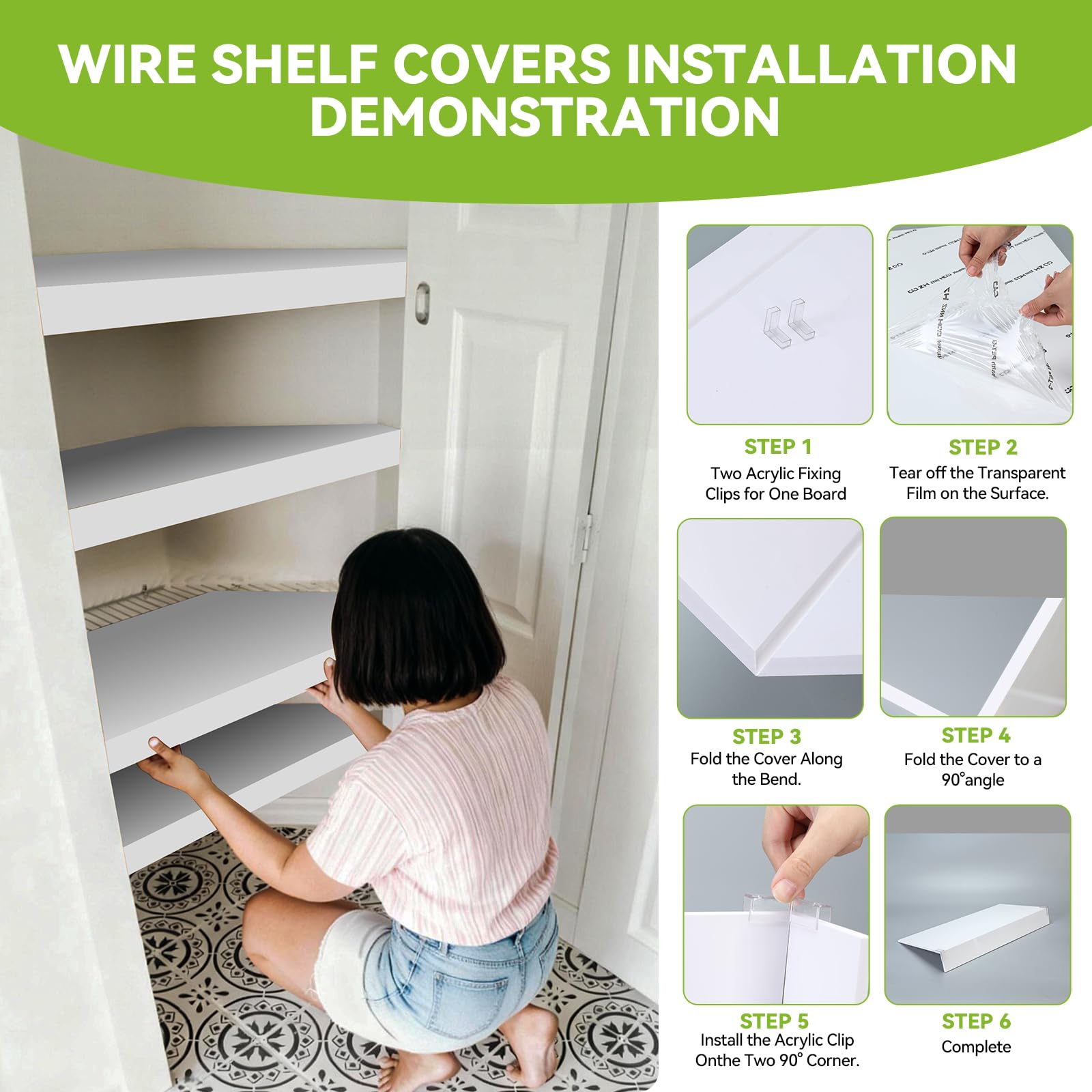 5 PCS Wire Shelf Covers,24*12 Wire Rack Covers for Shelves,0.31in Thick PVC Wood-Look Faux Shelf Cover for Wires Shelving,Moisture Resistant Durable,Easy to Cut Install,Shelves Cover for Pantry Closet