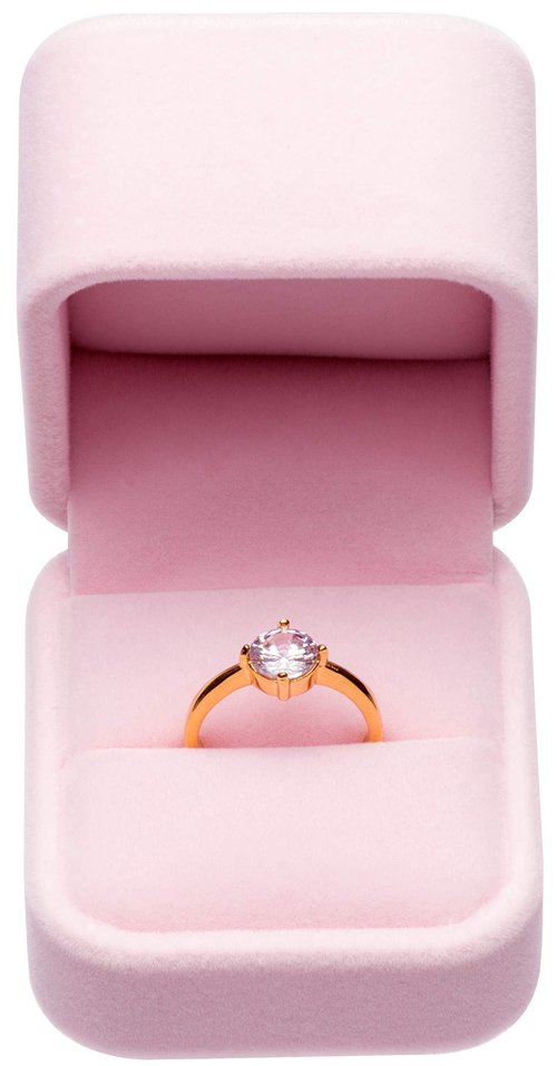 Giftop Velvet Single Ring Box Case Holder for Engagement Proposal Birthday Wedding,Jewelry Ring Box Jewelry Packaging Box (Pink)