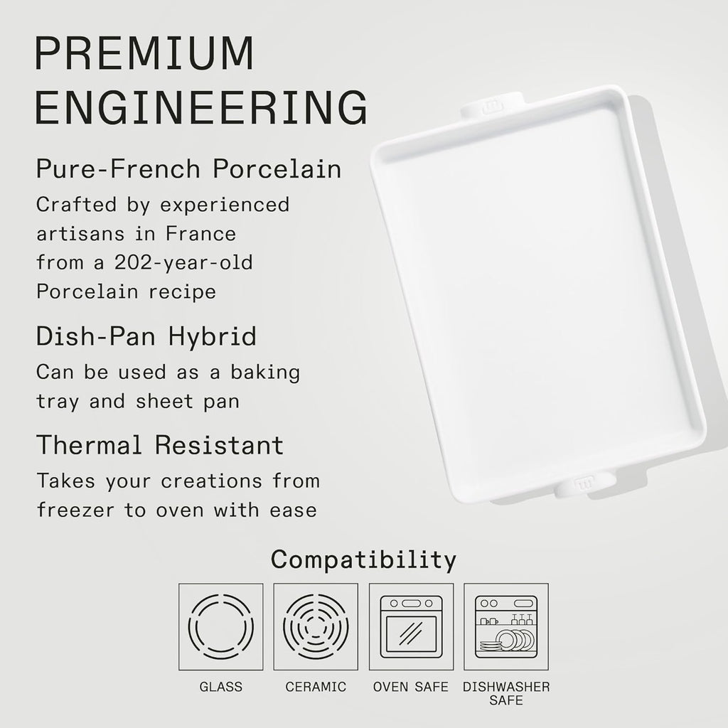 Made In Cookware - Baking Slab | Pure French Porcelain | Crafted in France | Elegant White Finish