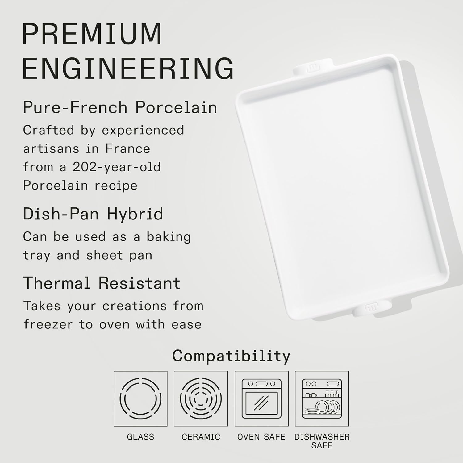 Made In Cookware - Baking Slab | Pure French Porcelain | Crafted in France | Elegant White Finish