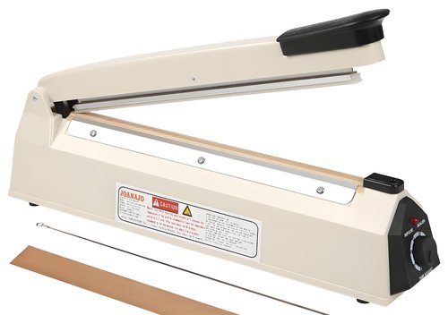 Impulse Sealer 16 inch Manual Heat Sealer Machine with Adjustable Heating Mode, ABS Shrink Wrap Bag Sealers for Plastic PE PP Bags, Portable Poly Bag Sealing Machine with Extra Replace Kit (white)