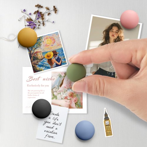 GOOZADA 20Pcs Round Fridge Magnets Strong,10 Colours Refrigerator Magnet, Classroom Magnets, Matte Fridge Accessories, Cute Decor Accessories, Strong Whiteboard Magnet for Locker, Office, School