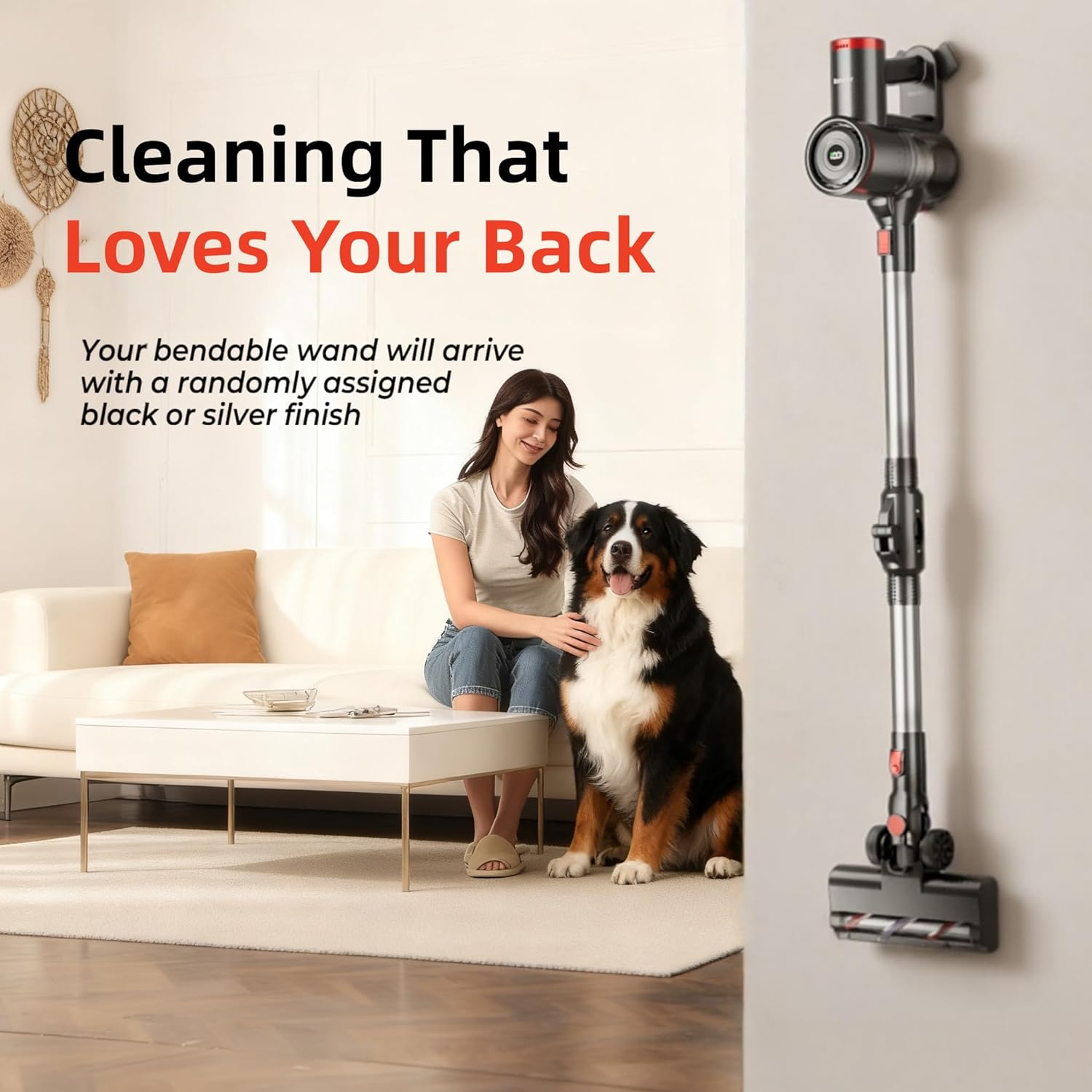 RONEAIR Cordless Vacuum Cleaner - Powerful 40Kpa Suction, Self-Standing Design | 45 Mins Runtime for Pet Hair & Hard Floors