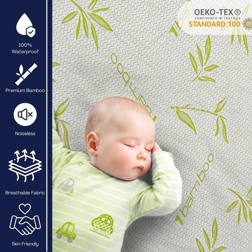 Bamboo Mattress Protector - 100% Waterproof Full Size Cooling Cover | Ultra Soft Jacquard Fabric