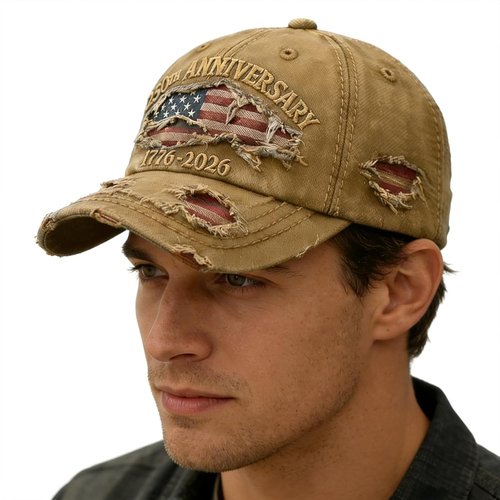 250 Anniversary USA Hat - Ripped Denim Baseball Cap for Men & Women | Limited Edition Merchandise