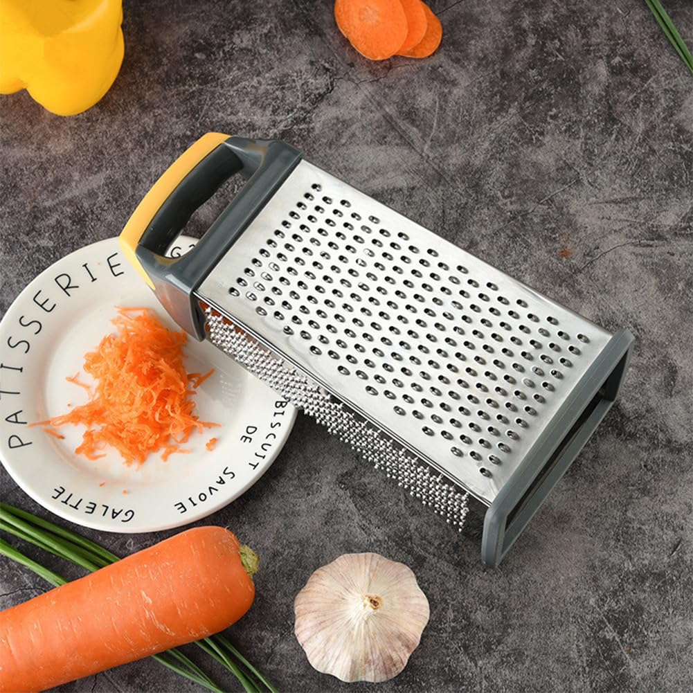 Cheese Grater, 4-Sided Box Grater with Handle, Stainless Steel Graters, Vegetable Slicer, Kitchen Food Shredder for Grate Cheeses, Shred Veggies Kitchen Gadgets Tools(9.25inch)