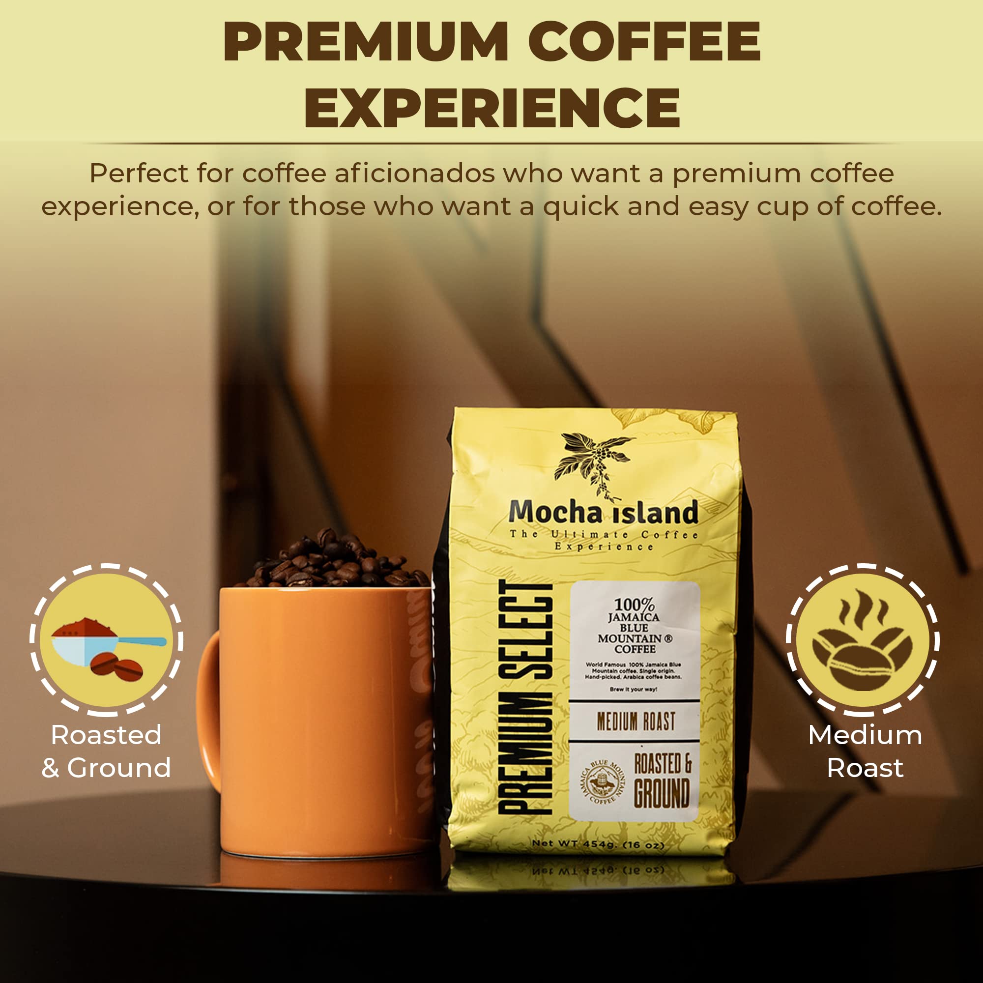 Mocha Island Blue Mountain Coffee (Blue Mountain Coffee Ground, 1lb)