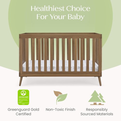 Delta Children Essex 4-in-1 Convertible Crib - Greenguard Gold Certified, Chestnut Finish