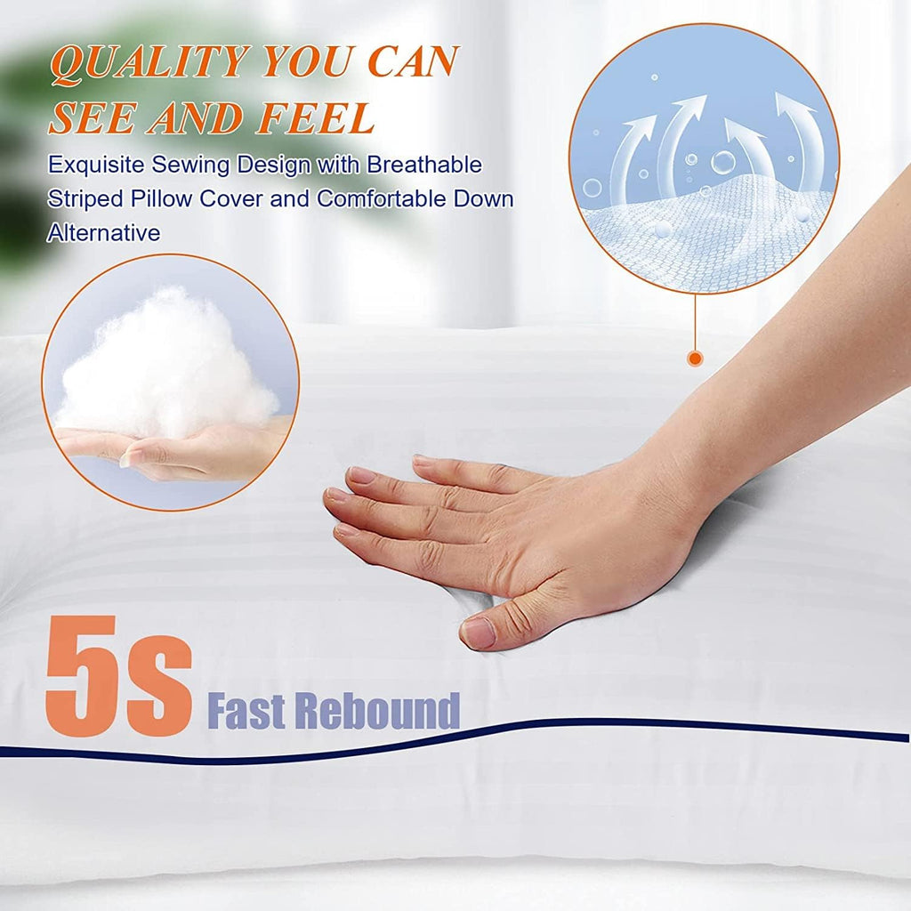 SEMZSOM King Size Bed Pillows - Set of 4 Luxury Hotel-Quality Soft Down Alternative for All Sleep Positions
