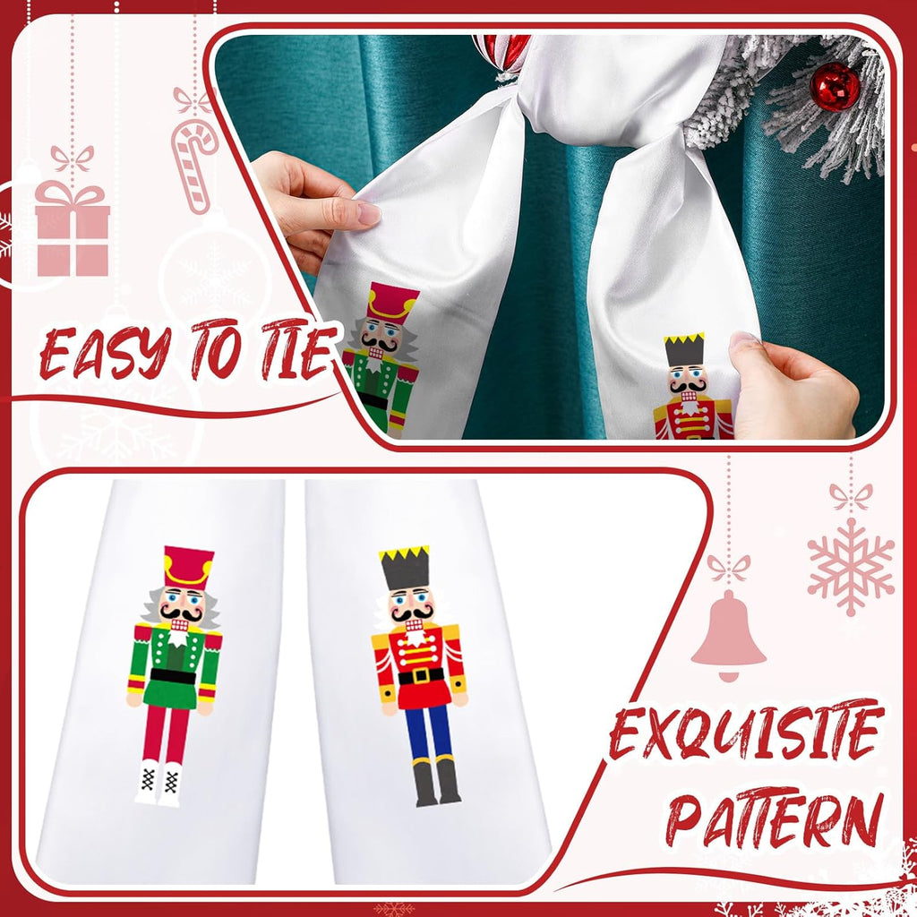 Skiennix Wreath Sash - Satin Blank Sashes for Embroidery | Indoor/Outdoor Home Decor (Red, White, Nutcracker)