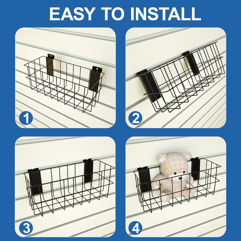 NeatiEase 29 PCS Slatwall Accessories Kit - Heavy Duty Hooks & Baskets for Garage Storage | Multi-Sized