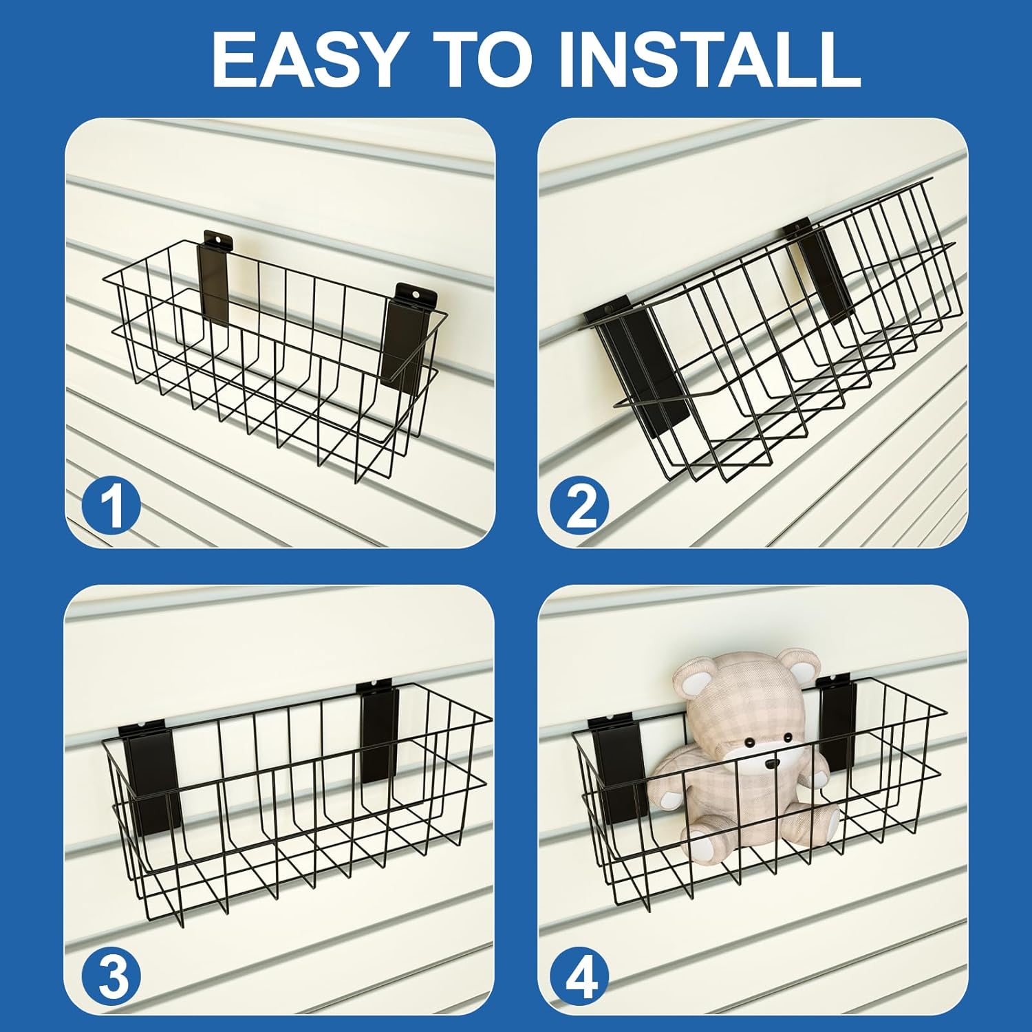 NeatiEase 29 PCS Slatwall Accessories Kit - Heavy Duty Hooks & Baskets for Garage Storage | Multi-Sized