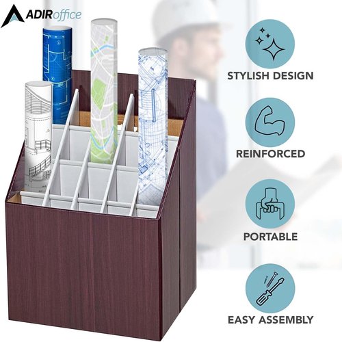 Adir Corp. Blueprint Storage Bin Organizer - Vertical File Box for Blueprints & Posters - Cardboard Holder