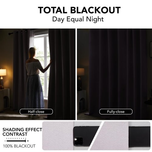Deconovo 100% Blackout Curtains, Living Room Curtains Jacquard, Blackout Curtains for Bedroom, 2 Panels,Pink-Jacquard,52x63 Inch