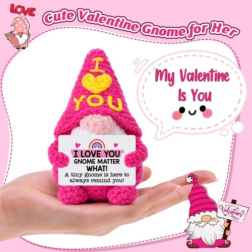 XgiftCreat Gifts for Her Girlfriend Anniversary - Easter Basket Stuffers Essentials Cute Crochet Gnome Gift for Wife Women Boyfriend Husband Him Men Couple Birthday Wedding Romantic Long Distance Gift