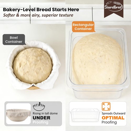 Dough Proofing Container, 5Qt Large Capacity Holds Up to 6.6Lb of Dough, BPA-Free Tray with Lid Dough Rising Box for Bread, Sourdough, Pizza Dough Stackable Dough Container(Clear 1 Pack)