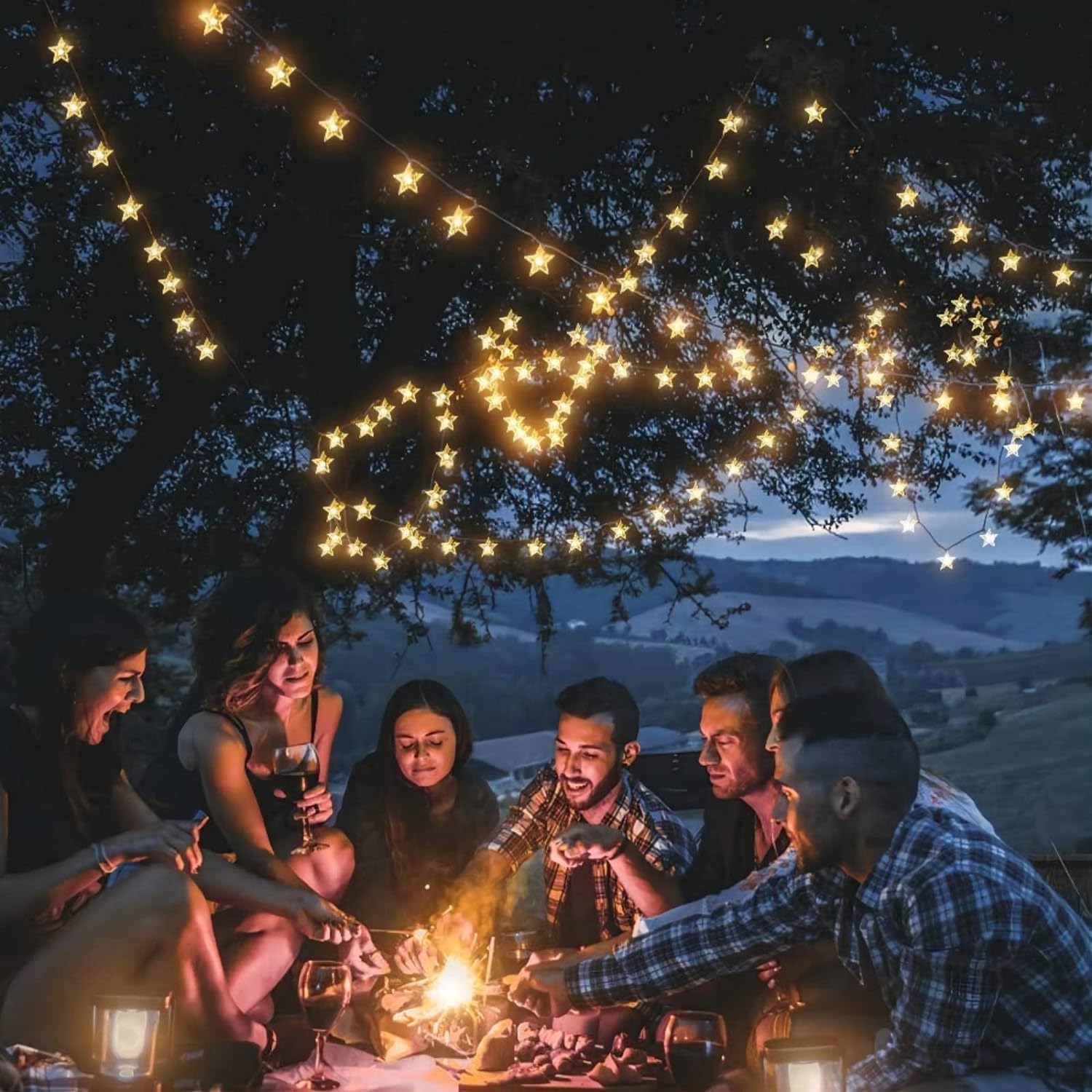 Star String Lights - 20 FT Battery Operated 40 LED Warm White Twinkle Lights | 8 Modes Timer for Indoor/Outdoor Decor