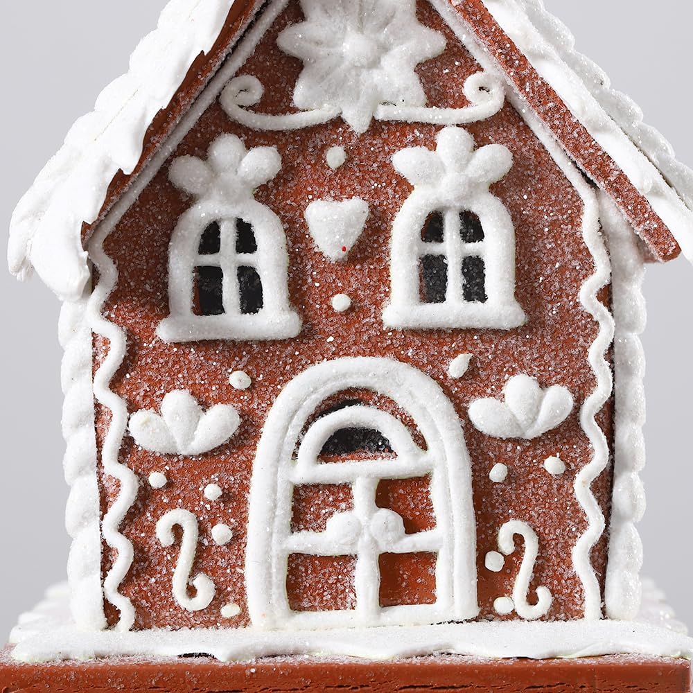 Regine Switzerland Gingerbread House Christmas Decoration - LED Light Clay Dough Design for Holiday Tabletop Decor