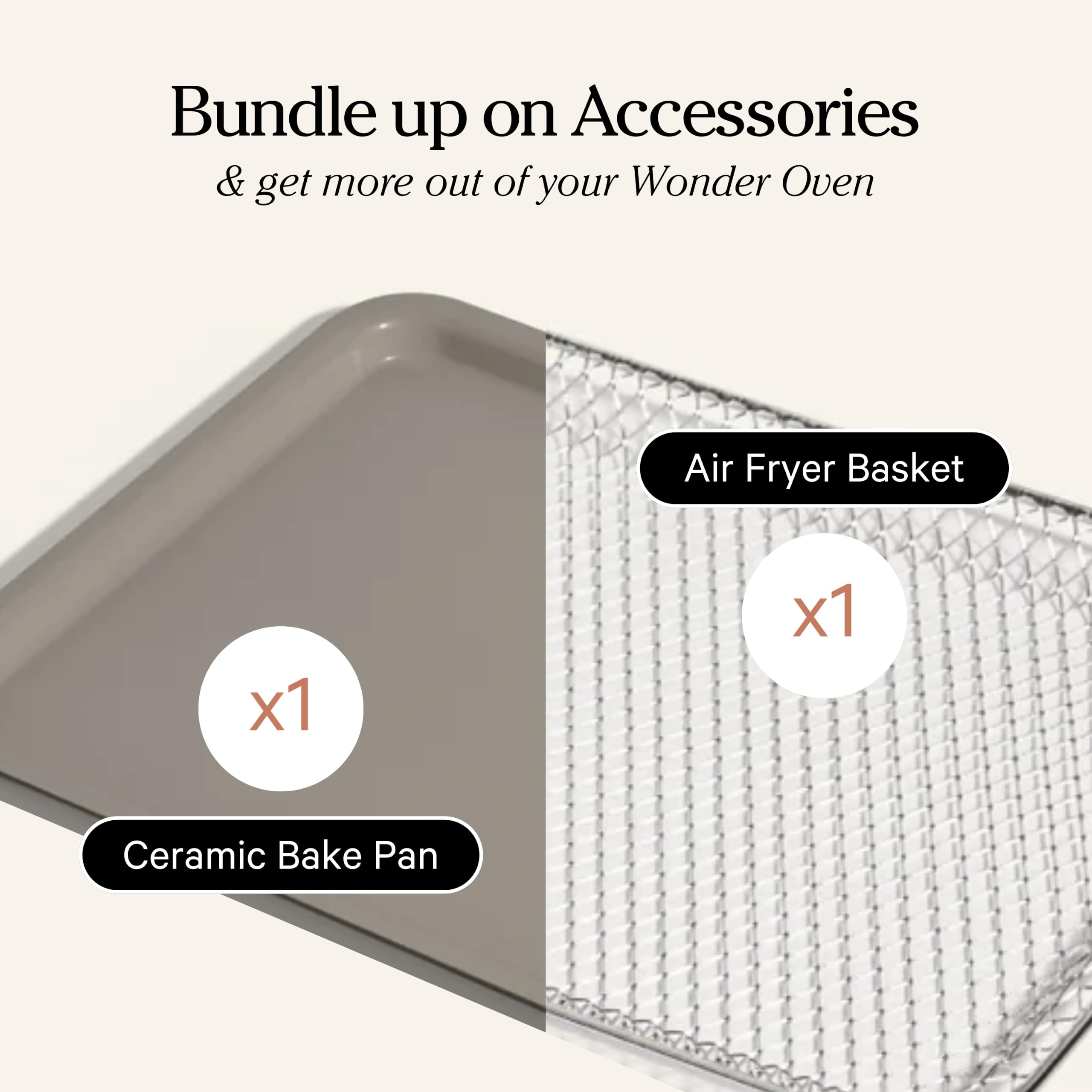 Our Place Wonder Oven Essentials Kit | Extra Air Fryer Basket & Nonstick Ceramic-Coated Bake Pan | Oven Safe, Eco-Friendly | Char