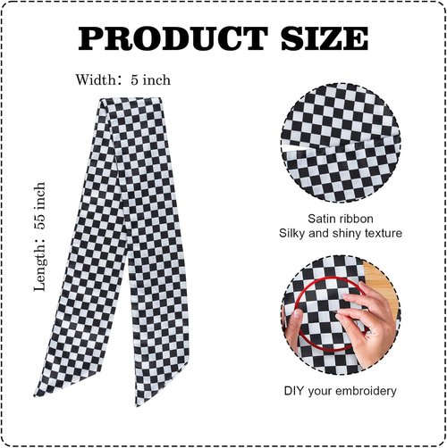 Checkered Racing Wreath Sash - Black & White Tie Bow for Race Car Holiday Decor | DIY Home Accessories