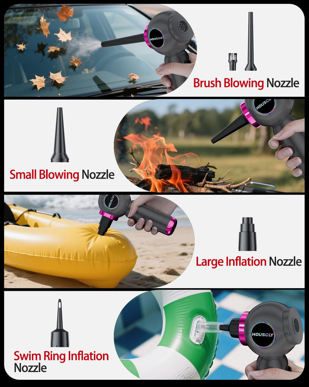 houscly Handheld Car Vacuum Portable Cordless 25000Pa High Power Small Mini Hand Vacuum Rechargeable 4-in-1 Wireless Handheld Vac for Car Office Desktop Home Cleaning Ideal Gifts for Men & Women