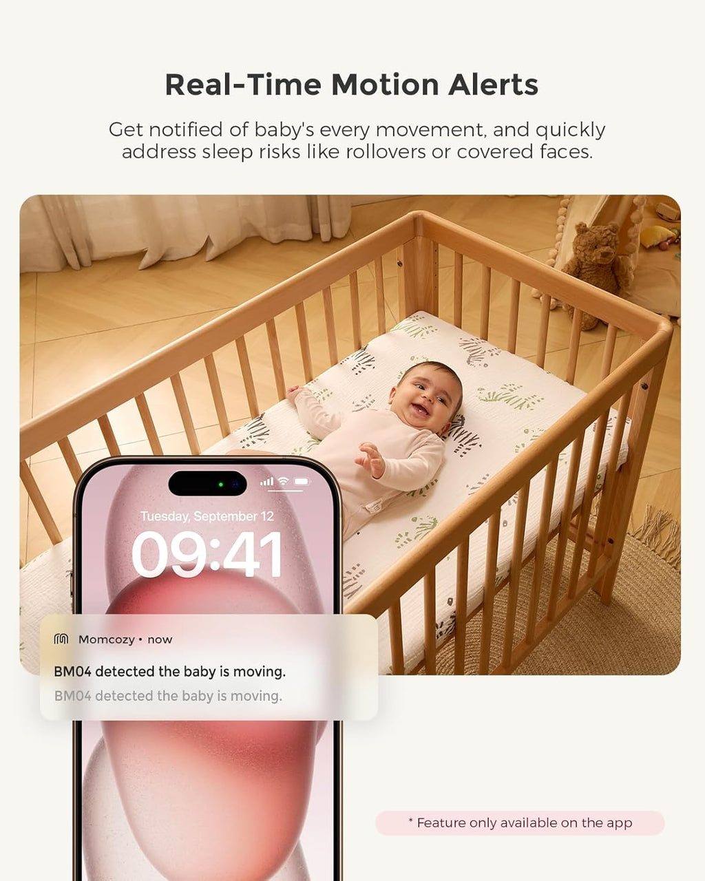 Momcozy BM04 Smart WiFi Baby Monitor - 2 Cameras, 5" 1080P Split Screen, Night Vision & 2-Way Audio