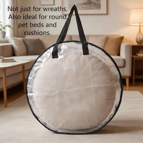 Hayoulabo Clear Christmas Wreath Storage Bags - Waterproof 24 Inch Container with Dual Zipper & Reinforced Handles for Holiday Decor Organization