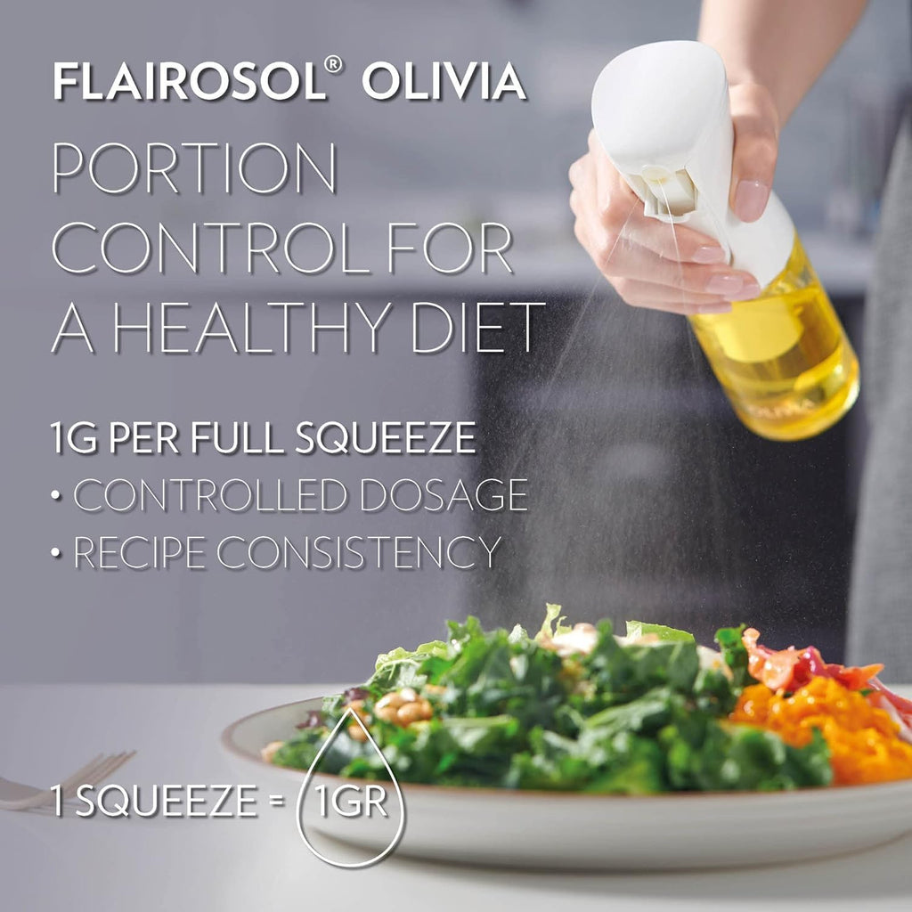 OLIVIA Signature Advanced Oil Sprayer - Continuous Spray for Cooking & BBQs | Glass Bottle in Golden Leaves