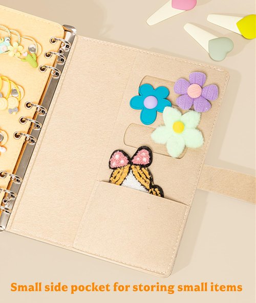 Aiqriwv Felt Hair Accessories Organizer with 2 Inner Pages, Large Capacity Travel Book-Style Holder for Hair Clips, Headbands, Barrettes（Yellow）