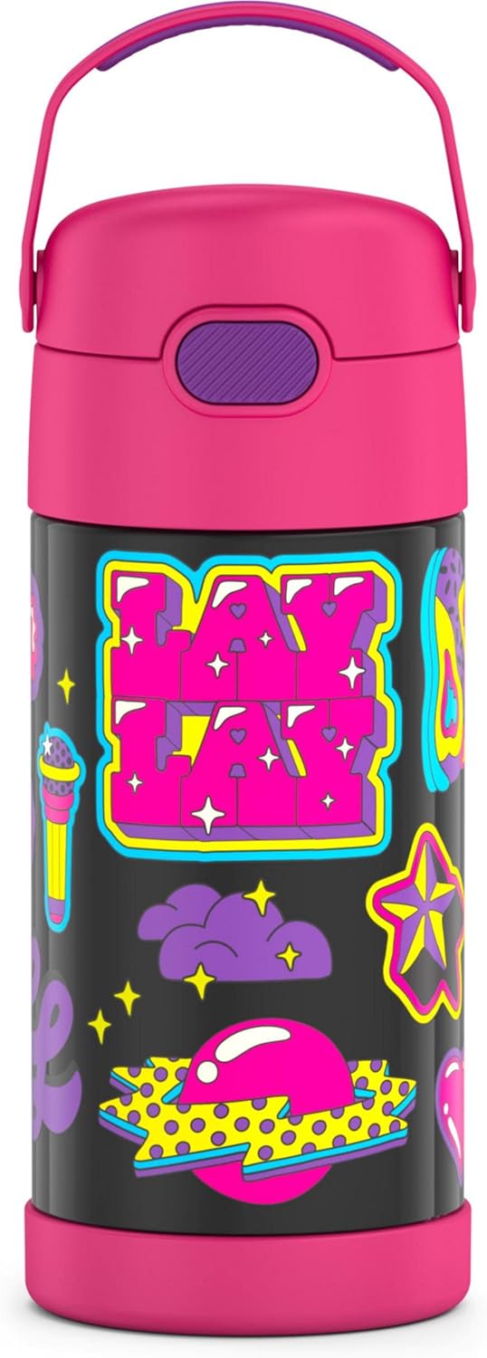 THERMOS FUNTAINER 12 Ounce Stainless Steel Kids Straw Bottle - Vacuum Insulated & Durable