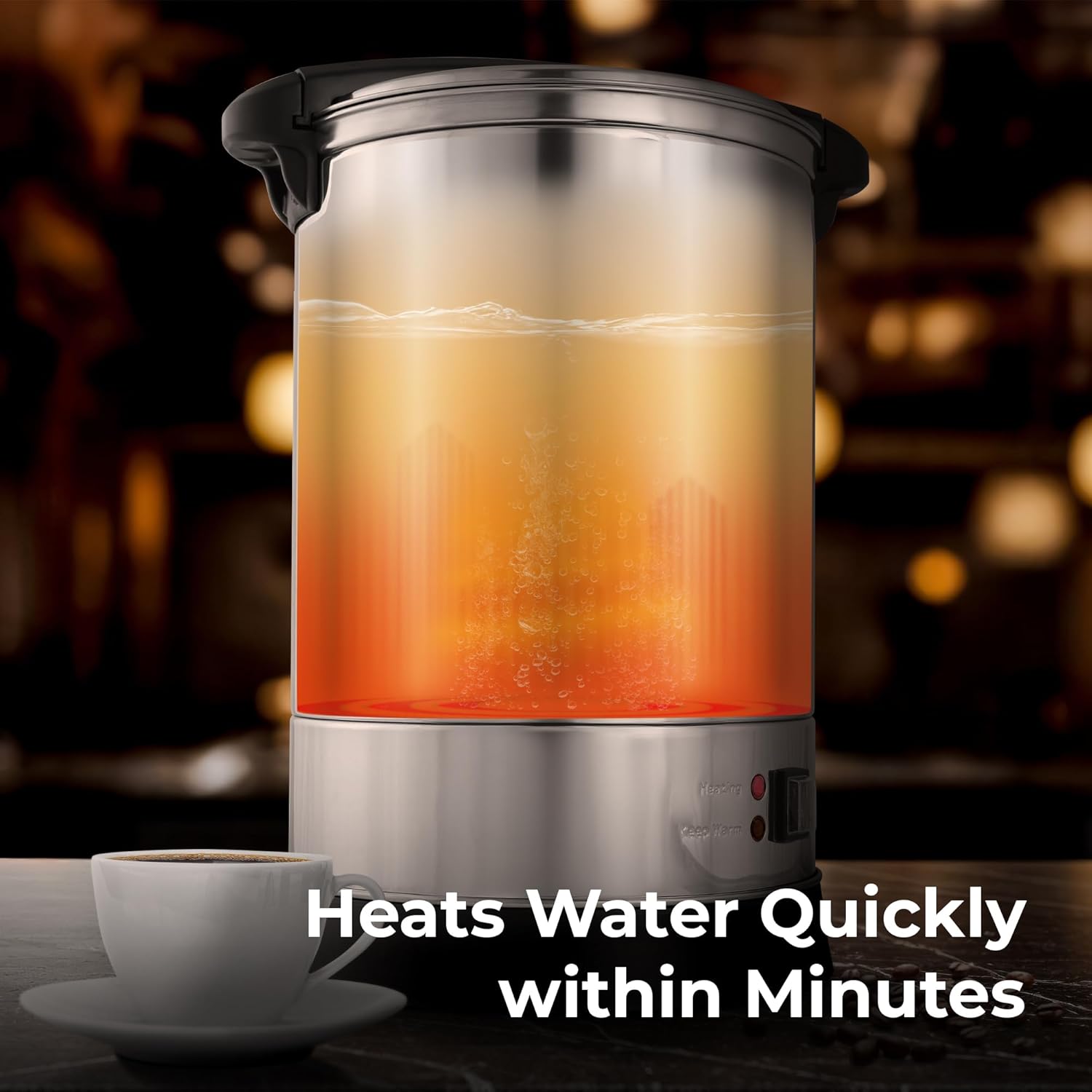 Zulay Kitchen Commercial Grade Coffee Maker - 50 Cups Double-Wall Stainless Steel Urn | Quick Brew & Keeps Beverages Hot - Silver