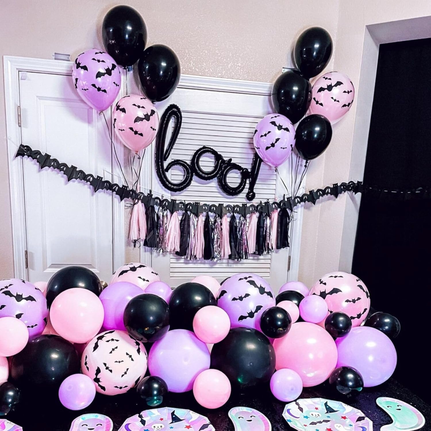 Purple Pink Balloons - 12 Inch Mermaid Halloween Balloon Set | 35 Pcs with Metallic Confetti for Parties