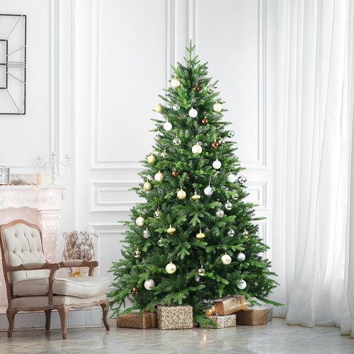 Treepool 5 FT Artificial Christmas Tree with 1020 PE&PVC Mixed Branch Tips, Unlit Hinged Premium Spruce Fake Xmas Trees, Green, Foldable Base