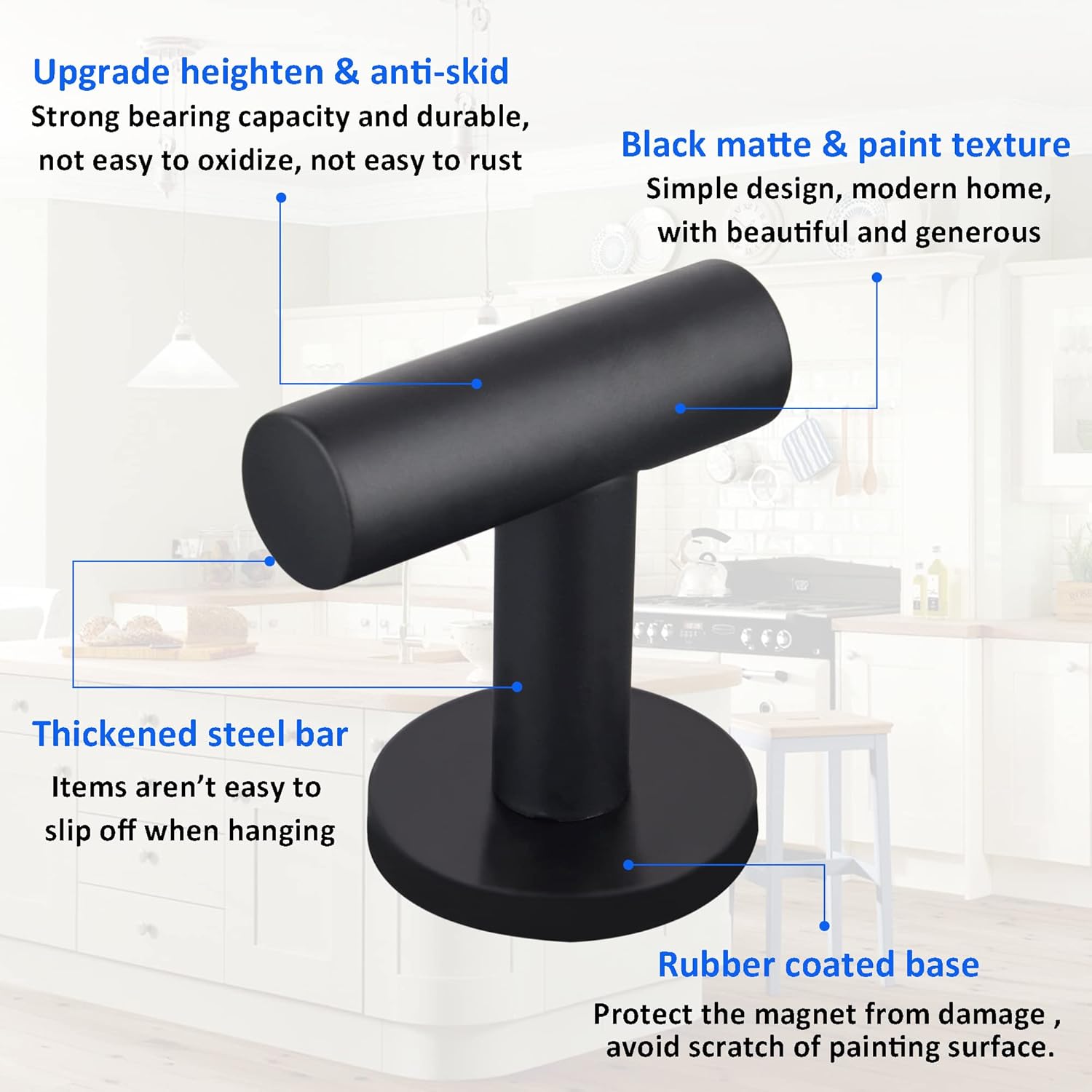 ULIBERMAGNET Strong Magnetic Coat Hooks - Heavy Duty Rubber Coated Neodymium Magnet for Metal Surfaces | Ideal for Towels, Coats, Bags, and Umbrellas