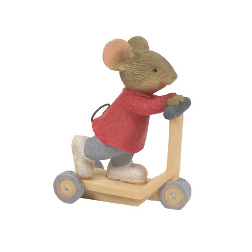 Enesco Tails with Heart Playground Fun Scooter Speed Mouse Figurine, 2.4 Inch, Multicolor