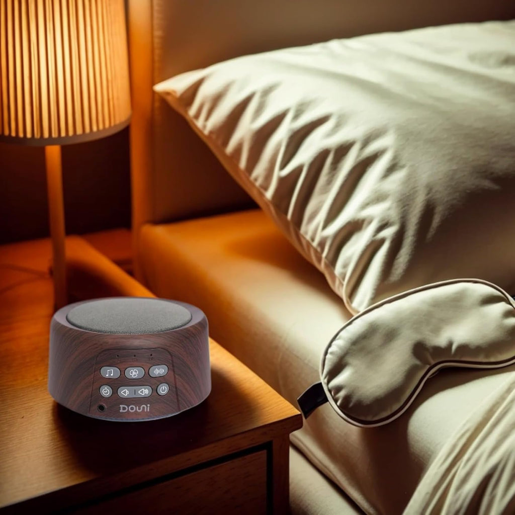 White Noise Machine | Soothing Sleep Sound Therapy with Timer & Memory Function - Brown Wood Grain