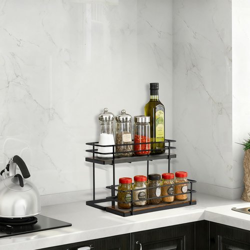 EFYSE Coffee Syrup Organizer rack, 2 Tier Syrup Holder(6 Bottle Capacity) for coffee bar syrup storage,kitchen condiment organization and wine display.