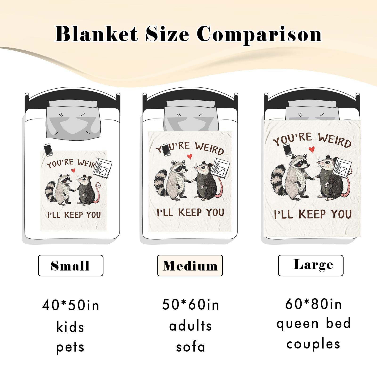Hibolen Best Friend Birthday Gifts for Women Blanket 50"x60", Friendship Gifts for Women, Birthday Gifts for Woman Friendship, Bestie/Soul Sister Present, Raccoon and Opossum Throw