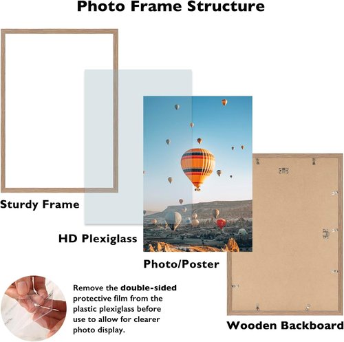 JCJMY 16x24 Picture Frame - Rustic Brown Wall Gallery Frame for Photos & Canvas in Horizontal/Vertical Formats
