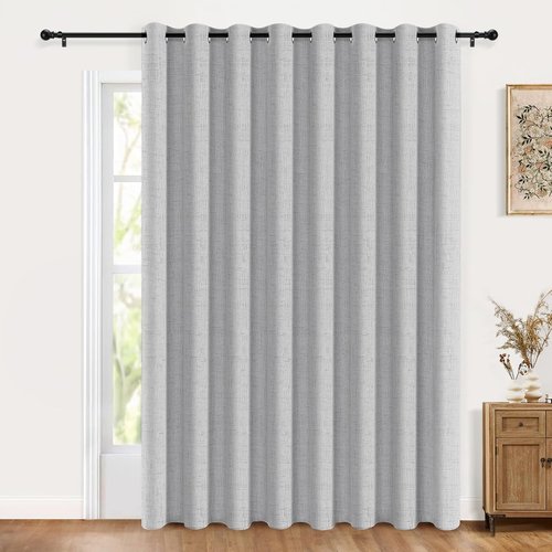 Blackout Shield Extra Wide Sliding Door Curtains - 100% Light Blocking Grommet Drapes, 100”W x 84”L, Grey