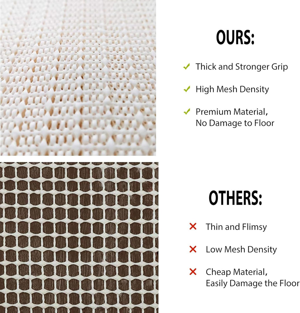 Skiennix Non-Slip Rug Pad Gripper - 3x5 Area Rug Anti-Skid Mat in Beige for Hardwood Floors
